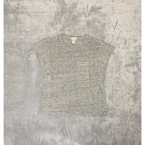 Sundance Women's Linen Cap Sleeve T-Shirt Size S Heather Gray Pullover Pocket